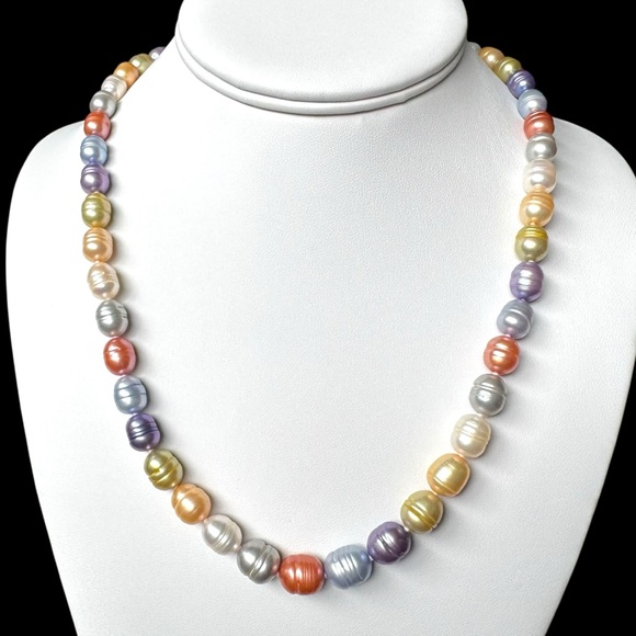Honora 20” Multicolor Freshwater Pearl Necklace + Stretch Bracelets Sterling 925 - Picture 5 of 16